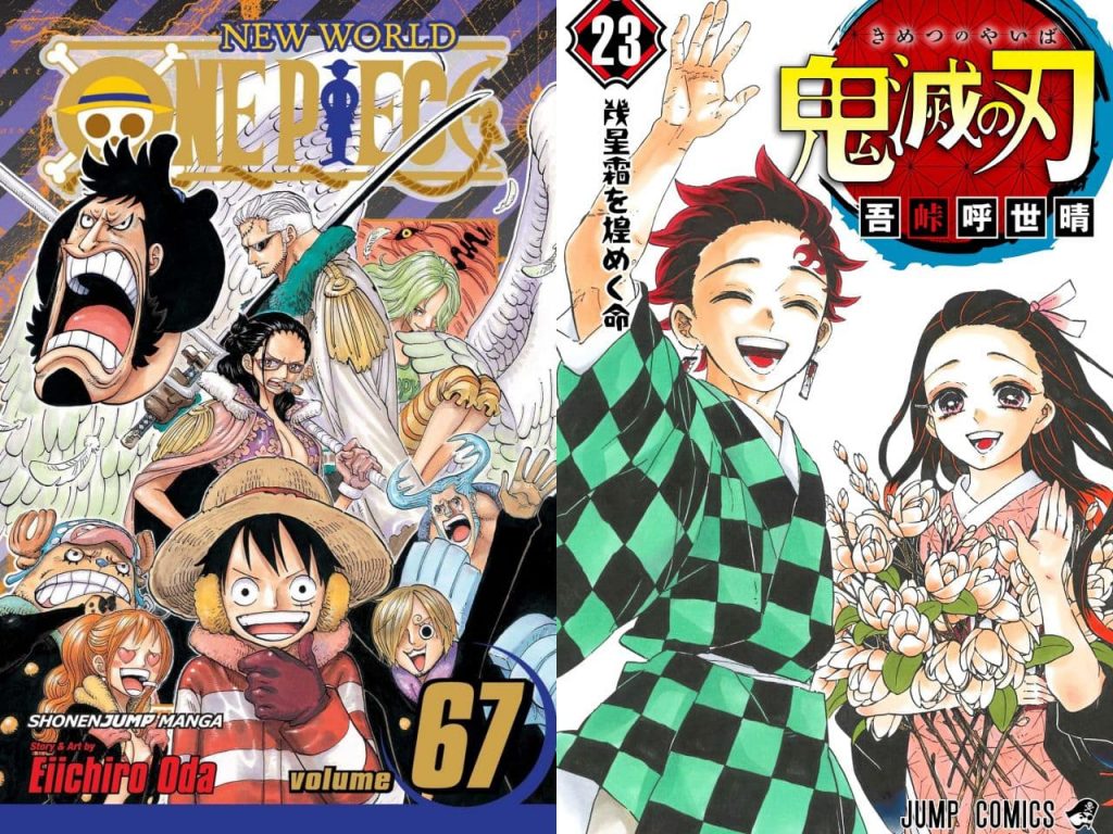 One Piece dan Kimetsu no Yaiba Sampul